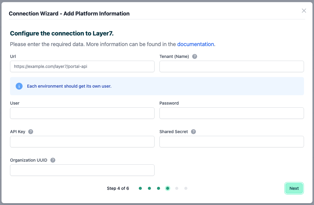 How to Layer 7 - Connection Wizard - Add Platform info